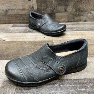 Earth Origins Blue Leather Slip On Comfort Shoes Womens Size 7.5 Wide